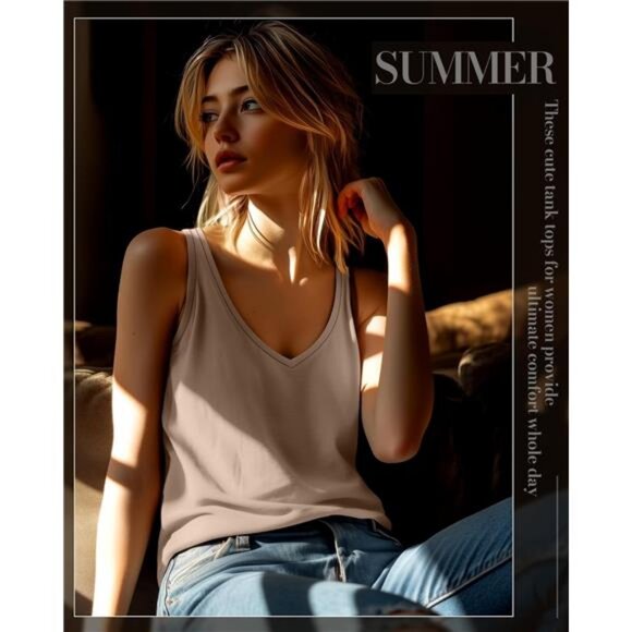 3 Pack Women's Tank Tops Summer V Neck Racerback Tops Loose Fit Casual - Picture 4 of 7